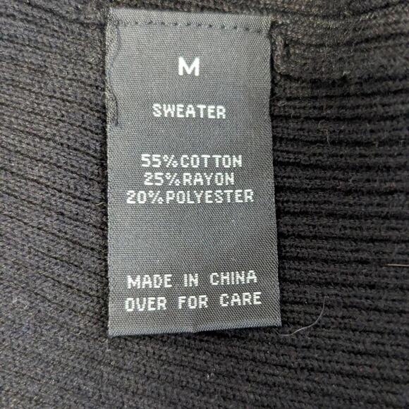 AB STUDIO! SLEEK BLACK RIBBED KNIT POCKET 2 FRONT SWEATER DRESS! SZ M - Picture 6 of 9